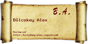 Bölcskey Alex névjegykártya